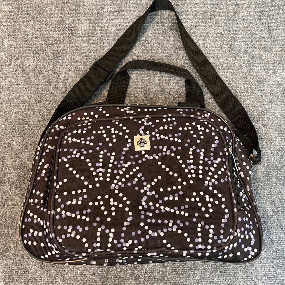 Travel Duffle Bag Black Purple Polka Dot Carry On Shoulder Bag Trolley Sleeve